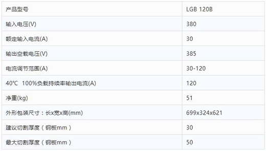 NBA网站app数字化等离子切割+碳弧气刨两用机LGB 120B整机参数